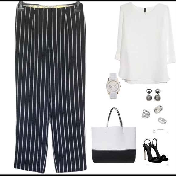 BIANCA Nygard Petite black/white striped dress pants size 10 - Picture 9 of 10